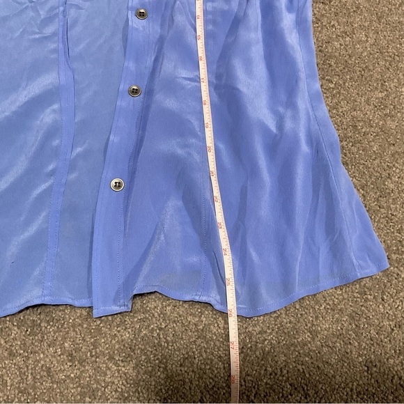 Maeve Anthropologie Womens Powder Blue Silk Collar Cap Sleeve Blouse Size 6 - Picture 7 of 12